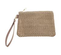 Limtula Borsetta da polso per vacanze mare da donna Borsa a busta piccola in paglia intrecciata bohémien Borsa versatile con cerniera Borsa da polso alla