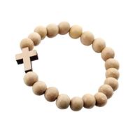 Limtula Bracciale cristiano con perline legno realizzato a mano Materiali sostenibili Bracciale con croci perline per occasioni casual o formali Accessorio da polso in legno