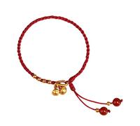 Limtula Bracciale portafortuna con cordino rosso misura regolabile con agata e campanelli per occasioni festive Bracciale intrecciato regolabile