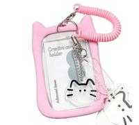 Limtula Buste trasparenti per carte autobus Portafoto per orecchie gatto Portachiavi con pendente Copertine per carte Custodia per foto Custodia protettiva Supporti per orecchie gatto