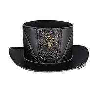Limtula Cappello a cilindro da cavaliere Cappello Steampunk Cappello stile punk Mago con teschio Adulto Donna Uomo Costume Cap Accessori Halloween Costume da cavaliere Steampunk