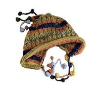 Limtula Cappello peruviano con orecchie paraorecchie cappelli da sci cappelli da neve carino lavorato a maglia Pom Pom Skull Cap per donne ragazze regali cappello all'uncinetto, A, Taglia unica