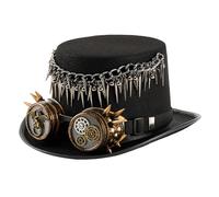 Limtula Cappello punk con occhiali staccabili Cappello a cilindro punk Accessorio per testa da festival per costumi Halloween e feste a tema Occhiali con rivetti