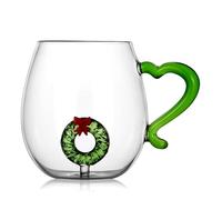 Limtula Care Vetro Natale Con Disegni Tazza Vetro Stagionale Con Ghirlanda Natalizia Elegante Bicchiere Per Regali Da Regali.