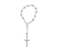 Limtula Cattolico per catena a dita incrociate rosario a dito Rosari per battesimo Bracciale con perle finte per bomboniere per battesimo Rosario per battesimo per bambino