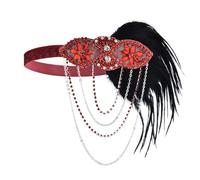Limtula Cerchietto per capelli anni '20, con piume e paillettes, accessori per capelli ruggenti anni '20, stile vintage