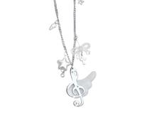 Limtula Collana a catena decorativa con pendente a forma nota musicale, dettagli a forma stella con ciondolo, gioielli in lega per outfit quotidiano Accento stile abbinato Collana con pendente