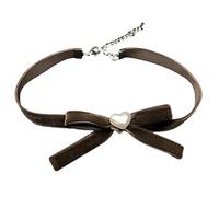 Limtula Collana a forma cuore con fiocco e perle fatte a mano Lunghezza regolabile Catena con clavicola Velluti eleganti Girocollo Gioielli per donna Gioielli da donna