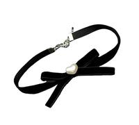 Limtula Collana a forma cuore con fiocco e perle fatte a mano Lunghezza regolabile Catena con clavicola Velluti eleganti Girocollo Gioielli per donna Gioielli da donna