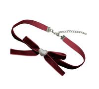 Limtula Collana a forma cuore con fiocco e perle fatte a mano Lunghezza regolabile Catena con clavicola Velluti eleganti Girocollo Gioielli per donna Gioielli da donna