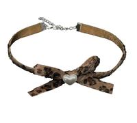Limtula Collana a forma cuore con fiocco e perle fatte a mano Lunghezza regolabile Catena con clavicola Velluti eleganti Girocollo Gioielli per donna Gioielli da donna