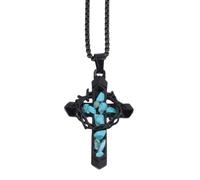 Limtula Collana con spine, catena con pendente in acciaio inossidabile, accessorio quotidiano unisex con dettaglio simbolico a forma croce, gioiello facile da abbinare Collana con pendente a con