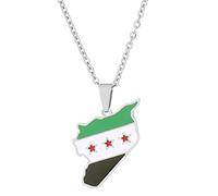 Limtula Collane con ciondolo bandiera mappa della Siria in acciaio inossidabile per donne Uomini Mappa fascino catena siriana Gioielli Collana in oro argento Siria