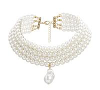 Limtula Collane perle sintetiche multifilo Collana girocollo da sposa con dichiarazione Accessori Collana perle multistrato Girocollo simulato