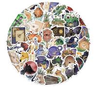 Limtula Confezione da 50 adesivi in PVC impermeabili con disegni di creature magiche, per computer portatili, decorazioni artistiche e impermeabili