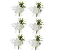 Limtula Confezione da 6 rose artificiali bianche, multiuso, con fiori finti per il bavero, accessori da sposa