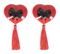 Limtula Copricapezzoli in Pelle PU a Forma Cuore con Nappe Staccabili, pasticcini Adesivi riutilizzabili per Le Feste delle Donne Pastellini per capezzoli con Frange a Forma Cuore