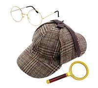 Limtula Costume da investigatore per adulti, per Halloween, investigatore privato, con lente d'ingrandimento e vetro