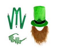 Limtula Elegante cappello verde con cintura da barba e occhiali per feste accessori per costumi irlandesi Festival forniture per feste a tema accessori per feste
