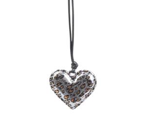Limtula Elegante collana con ciondolo a forma cuore e stella leopardato retrò Elegante ornamento a catena per maglione per appassionati Design retrò moderno