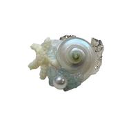 Limtula Elegante conchiglia fatta a mano e regolabili con stella, accessorio per dito, perfetto come regalo e per abbigliamento casual Cerchio fluttuante