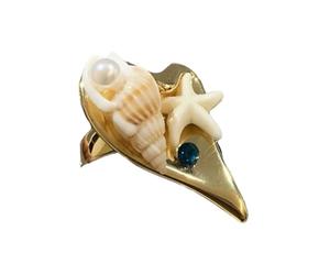 Limtula Elegante conchiglia fatta a mano e regolabili con stella, accessorio per dito, perfetto come regalo e per abbigliamento casual Cerchio fluttuante