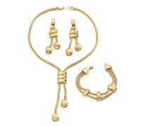 Limtula Eleganti gioielli in lega Trio Collana lunga impilabile Orecchini Bracciale Set Design geometrico per abiti da donna Collana lunga Collana Orecchini Bracciale