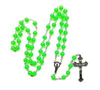 Limtula In rosario scuro con perline luminose nottilucenti per collana con croce collana con croce ebrea cattolicesimo per donne
