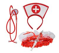 Limtula Kit costume da infermiera Halloween, stetoscopio, penna e cintura per le cosce per feste Halloween, travestimenti cosplay, costumi anime per donne adulte, costumi anime per donne per donne