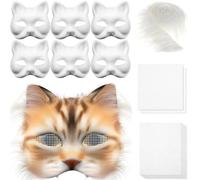 Limtula Kit maschera Therians fai-da-te Volpi grezze Maschera per gatti con feltro Foglio tessuto Peluche Pellicce sintetiche, Maglia per occhi per Therians Gear Roba Maglia per occhi