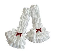 Limtula Lolitas Archi Guanti senza dita Volant Maniche in Pizzo Coperture Rimedio per Ragazze High School Accessori per Abbigliamento Foto Puntelli Lolitas Volant Maniche Pizzo, Nodo rosso bianco