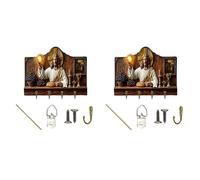 Limtula No More Lost Keys! Supporto da parete con ripiano decorativo in legno e 4 ganci robusti, porta chiavi per mensola di casa