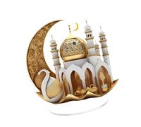 Limtula Ornamento piatto 2D in acrilico con lune e castelli, per feste di Eid, decorazione da tavolo per Ramadan, decorazioni per la casa e tradizione islamica, regalo Eid centrotavola decorativo