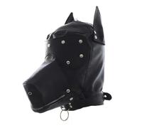 Limtula Passamontagna per testa cane Copricapo per occhi per costume Halloween per uso interno esterno Copertura nera con cravatta Maschera per cani Halloween