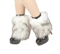 Limtula Pellicce finte Scaldamuscoli Pellicce Tacchi Stivali lunghi Polsini Copriscarpe con elastico Un paio copristivali Carnevali Y2K JK Uniforme Stivali lunghi fuzzy finti Scarpe polsino caldo