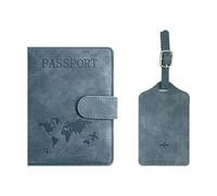 Limtula Porta passaporti Etichette per bagagli Viaggio Custodia per passaporti essenziale Portafoglio Custodia in pelle con blocco Internazionale Must Have a