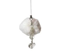Limtula Portachiavi con palline coniglio/bianco con ciondolo a forma cuore e fiocco, semplice accessorio portatile per telefono cellulare, regalo personalizzato per le donne