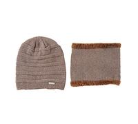 Limtula Scaldacollo Termico Fodera in Pile Sciarpa Set Uomo Berretti Invernali Copri Orecchie Cappello Lavorato a Maglia Sciarpa Invernale Skullies Cappello Lavorato a Maglia F
