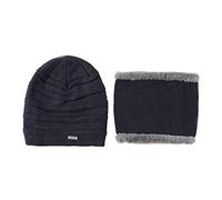 Limtula Scaldacollo Termico Fodera in Pile Sciarpa Set Uomo Berretti Invernali Copri Orecchie Cappello Lavorato a Maglia Sciarpa Invernale Skullies Cappello Lavorato a Maglia F