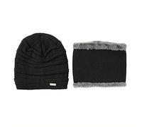 Limtula Scaldacollo Termico Fodera in Pile Sciarpa Set Uomo Berretti Invernali Copri Orecchie Cappello Lavorato a Maglia Sciarpa Invernale Skullies Cappello Lavorato a Maglia F