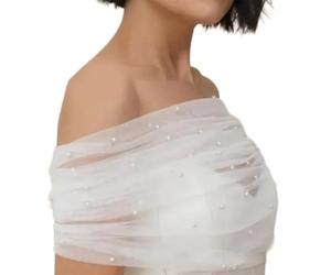 Limtula Scialle da sposa in rete con protezioni solari Caratteristica sciarpa avvolgente per le spalle regolabile e traspirante per ricevimenti formali Stola da sposa per cerimonia
