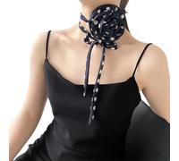 Limtula Sciarpa lunga da donna Sciarpe eleganti con collo a fiori punteggiato Fazzoletto da collo a righe regolabili Abito da Sciarpa da viaggio