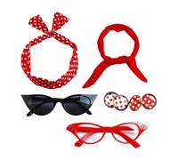 Limtula Set accessori per costumi degli anni ' 50: sciarpa, occhiali, orecchini a fascia per bandana per costumi Halloween da donna