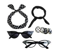 Limtula Set accessori per costumi degli anni ' 50: sciarpa, occhiali, orecchini a fascia per bandana per costumi Halloween da donna