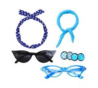 Limtula Set accessori per costumi degli anni ' 50: sciarpa, occhiali, orecchini a fascia per bandana per costumi Halloween da donna
