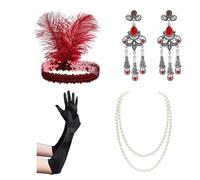 Limtula Set Accessori per Donne del degli Anni ' 20, Fascia per Capelli con Flapper, Collana, Set Accessori per Costumi degli Anni ' 20 ruggenti, Abbigliamento