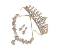 Limtula Set collane gioielli da sposa in scintillante con pietre tagliate a marquise, perle finte adatte per abiti formali Collezione gioielli in marquise