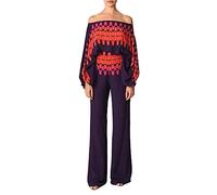 Limtula Set da 2 Top casual con spalle scoperte scavate e pantaloni lunghi 2023 Abito da pendolarismo primaverile Abiti con stampa ampia Top con spalle scoperte scavate alla con pantaloni lunghi