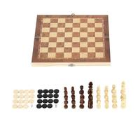 Limtula Set di scacchi e dama in legno Set di scacchi da viaggio Tavolo pieghevole portatile Set per principianti Facile da giocare Scacchiera in legno