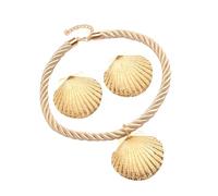 Limtula Set gioielli in metallo fatti a mano Sofisticato set con ciondolo a conchiglia con collana e orecchini Accessorio elegante per gioielli da donna